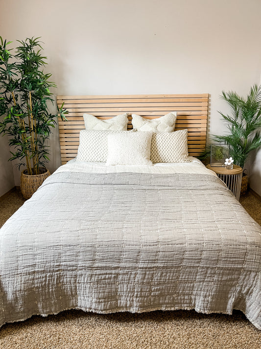 Handcrafted mid century modern bed frame natural wood headboard custom farmhouse