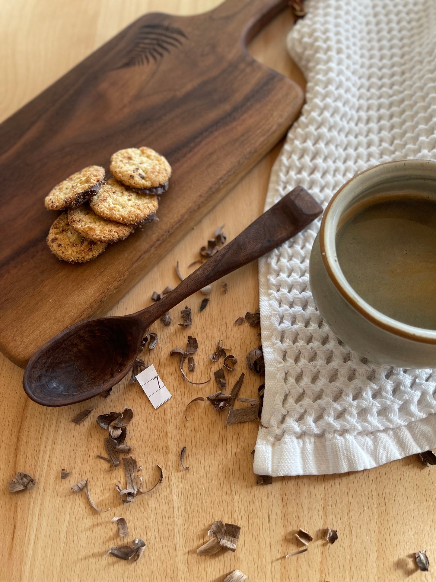 Textured Large Handmade Wood Spoon Walnut