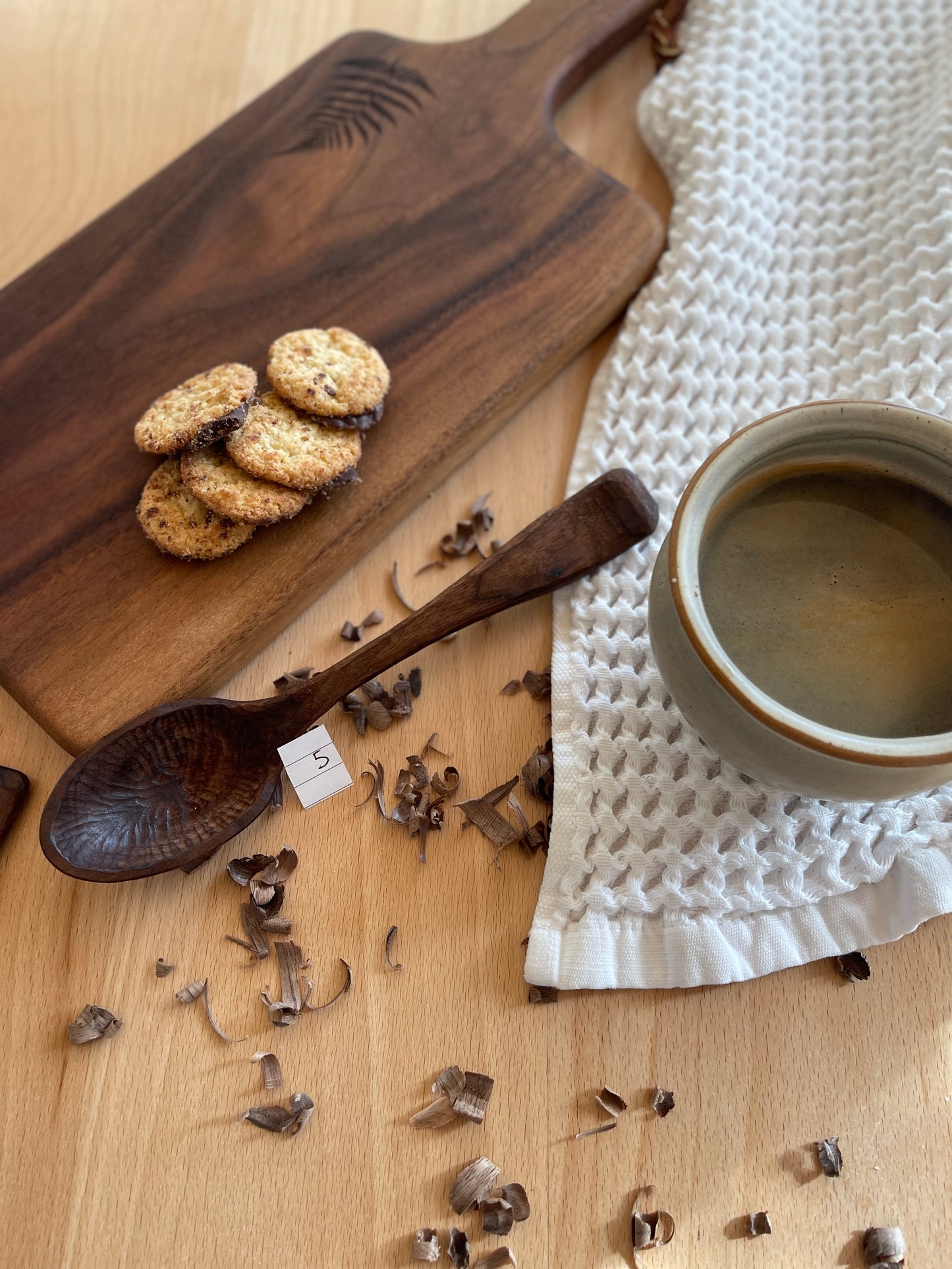 Textured Large Handmade Wood Spoon Walnut