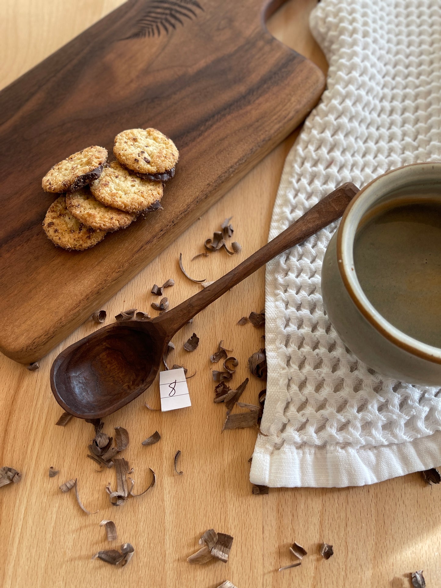 Textured Large Handmade Wood Spoon Walnut