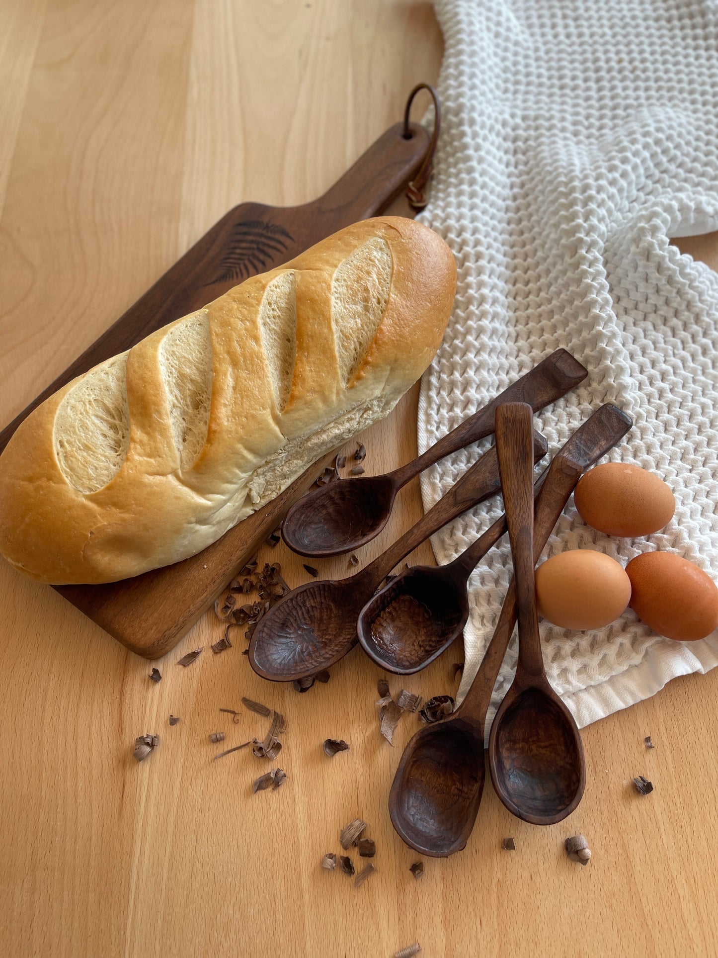 Textured Large Handmade Wood Spoon Walnut