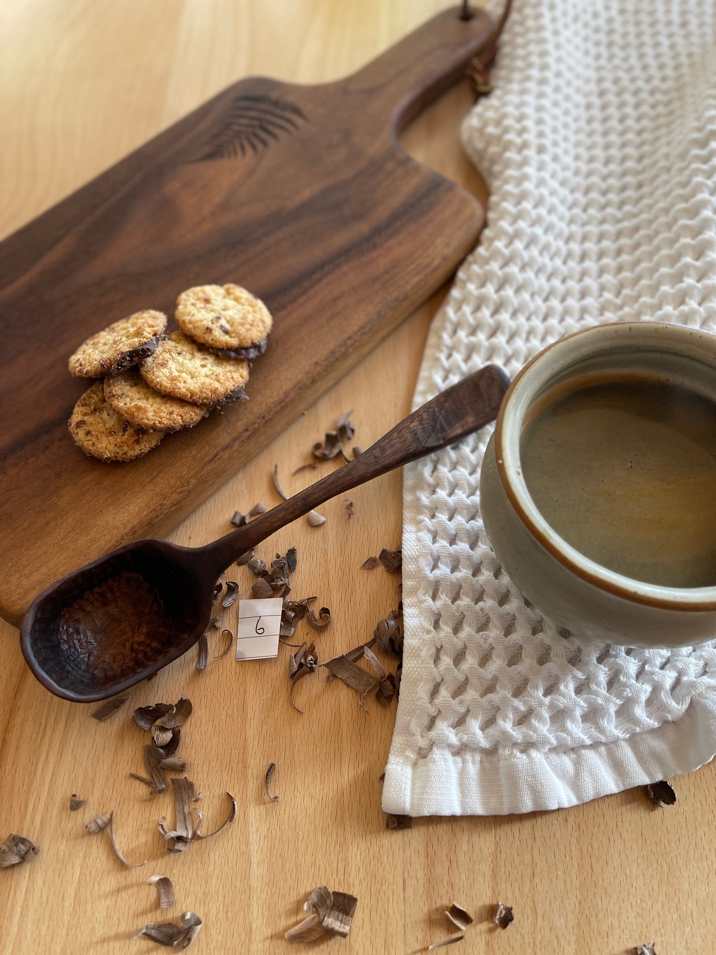 Textured Large Handmade Wood Spoon Walnut